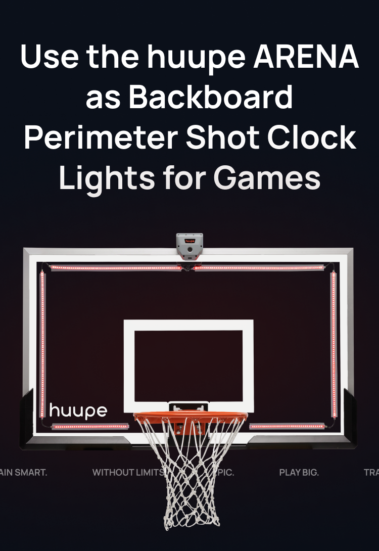 Use the huupe ARENA as Backboard
Perimeter Shot Clock Lights for Games
